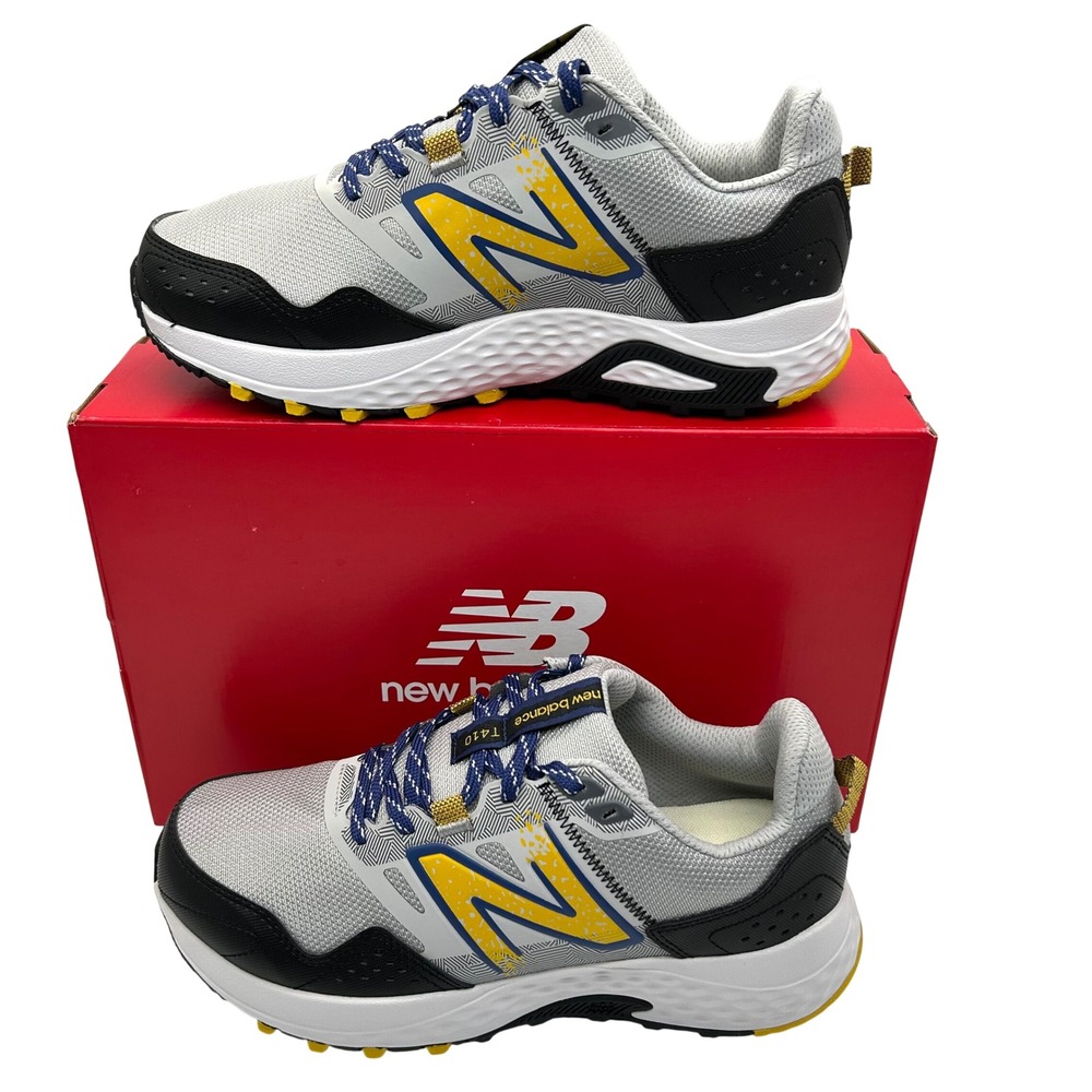 New Balance 410v8 Trail Running Shoes W9 M7.5 4E Wide Grey Blue Yellow Sneakers